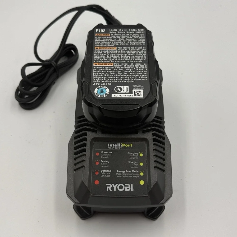 Ryobi P102 18V ONE+ Lithium Ion Battery & IntelliPort Charger Bundle
